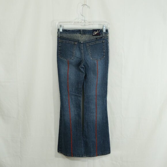 Y2K Clash Jeans USA Kids 12 Butterfly Embroidered Flare Jeans 26x26 Red Stripe - Picture 3 of 12